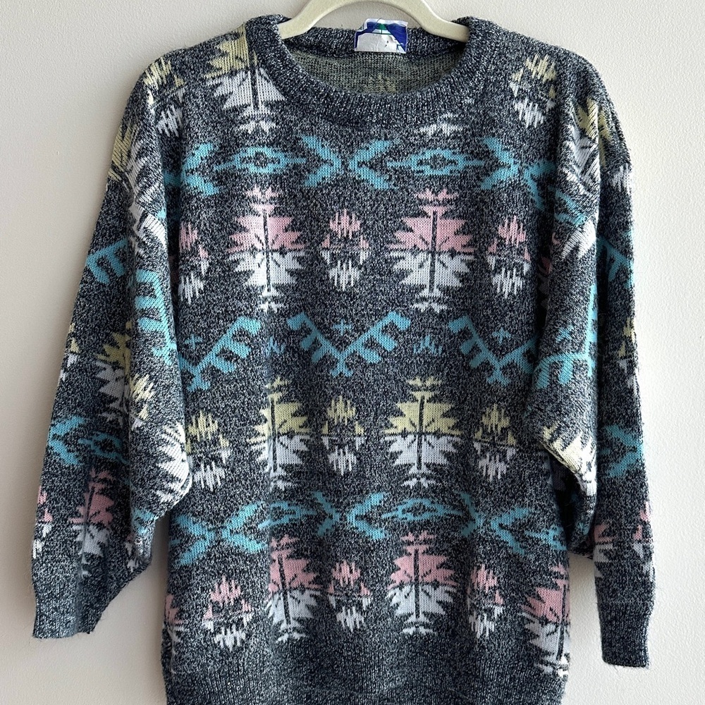 Justin Allen Vintage ‘80s and ‘90s Graphic Crewneck Sweater, Size Small
